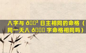 八字与 🌲 日主相同的命格（同一天八 🍁 字命格相同吗）